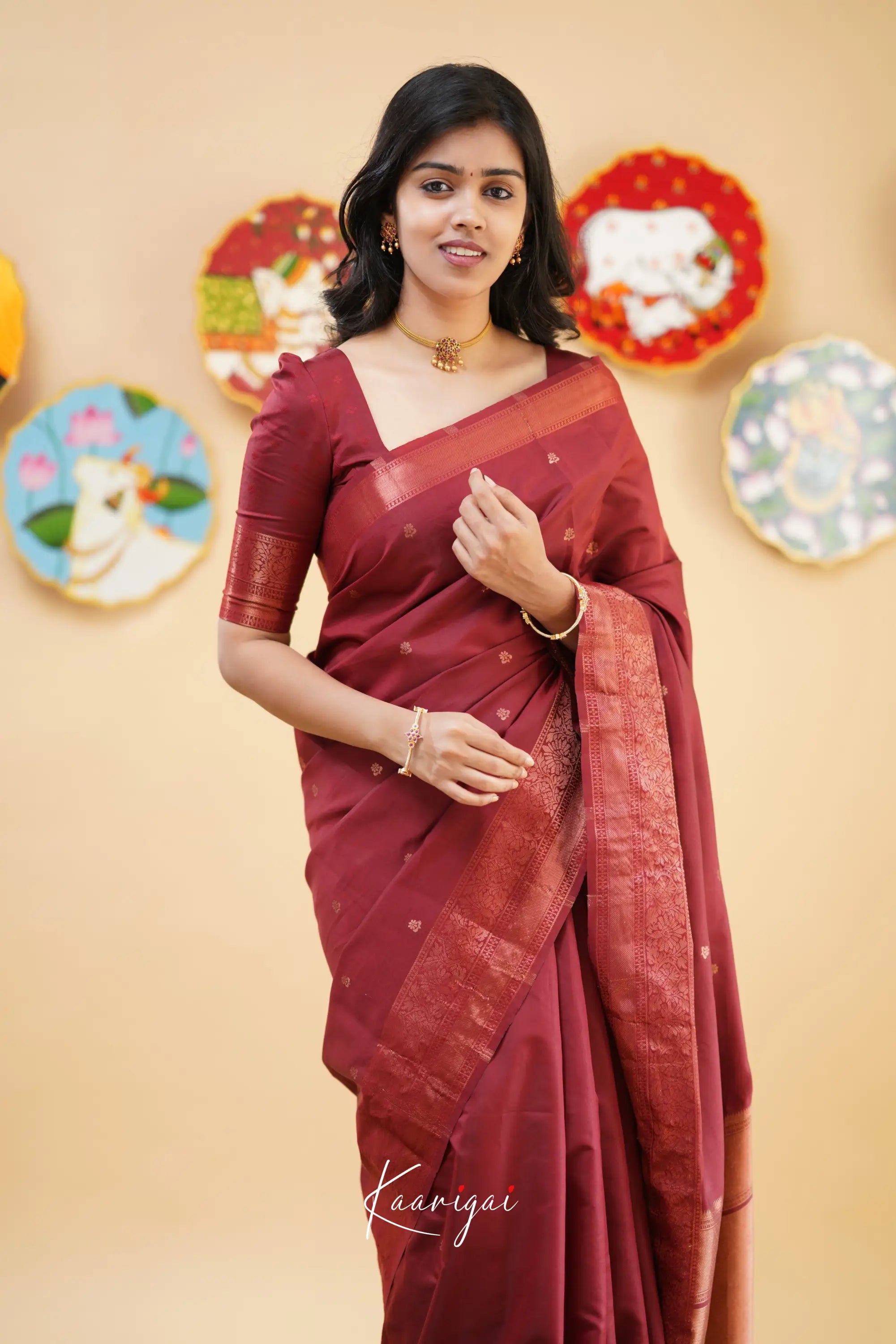 Sita - Reddish Maroon Semi Silk Saree Sarees