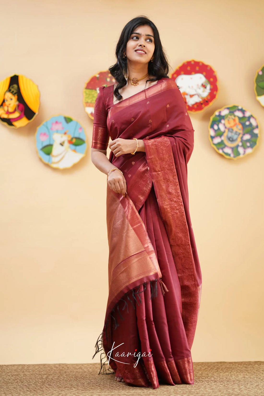 Sita - Reddish Maroon Semi Silk Saree Sarees