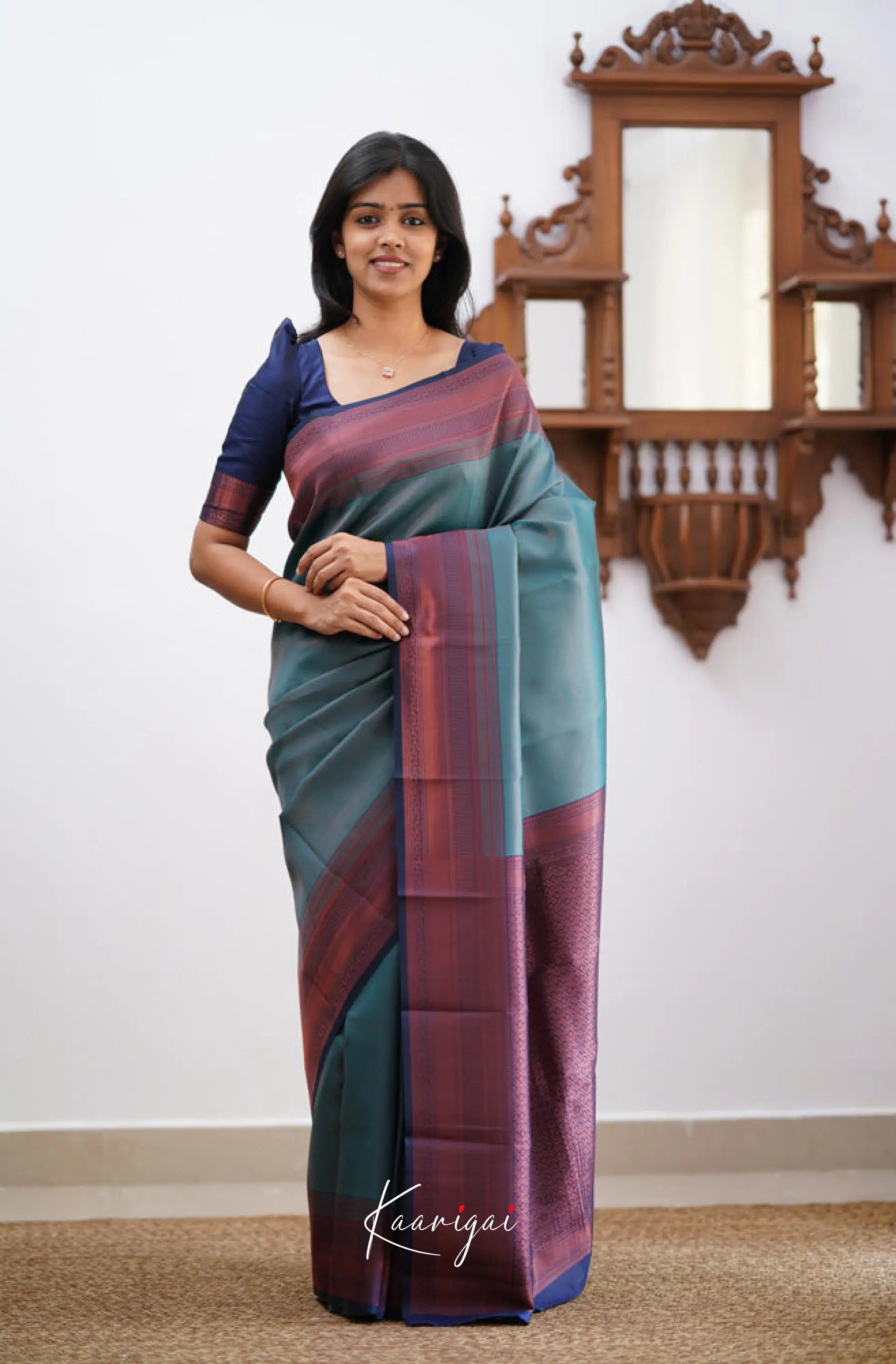 Sita - Teal Blue Semi Silk Saree Sarees