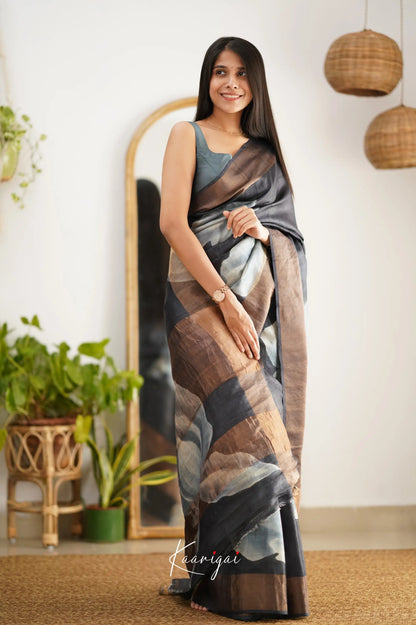 Tarika Dark Grey Shade Pure Tussar Saree Sarees