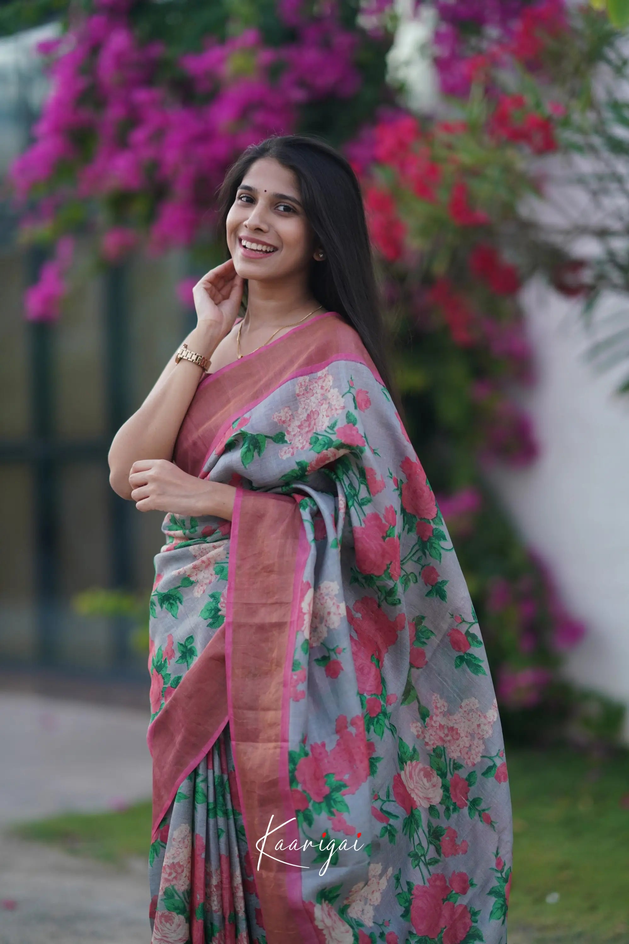 Tarika Pure Tussar Saree - Ash And Pink Sarees