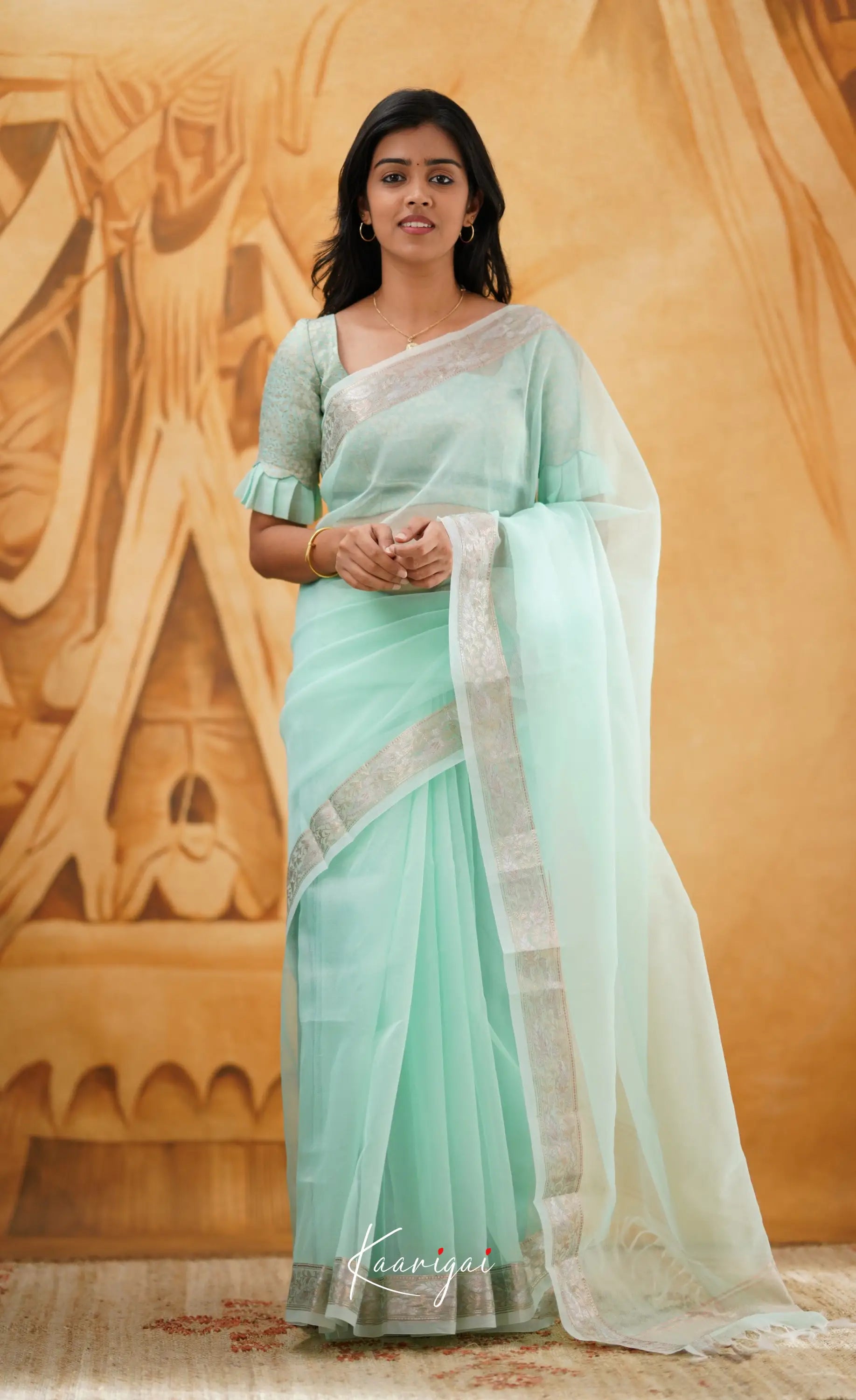 Vinathi- Pastel Blue Organza Saree Sarees