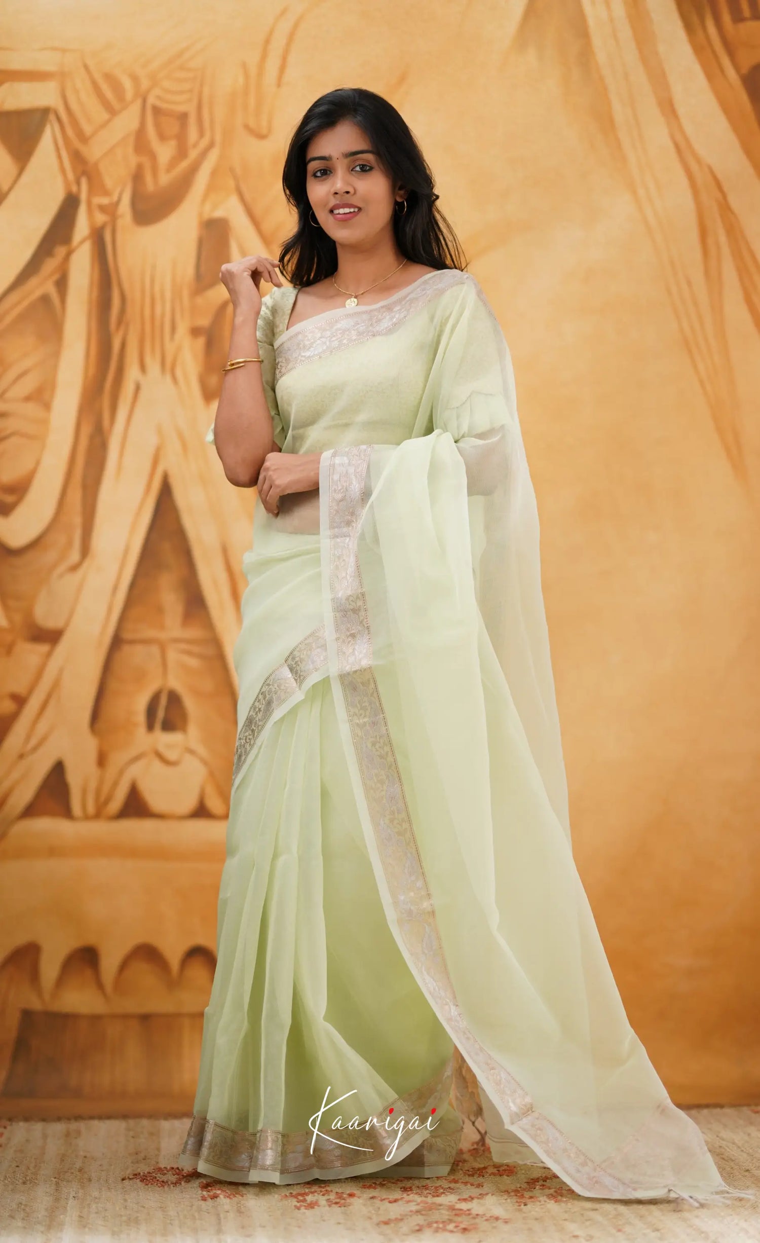 Vinathi- Pastel Green Organza Saree Sarees