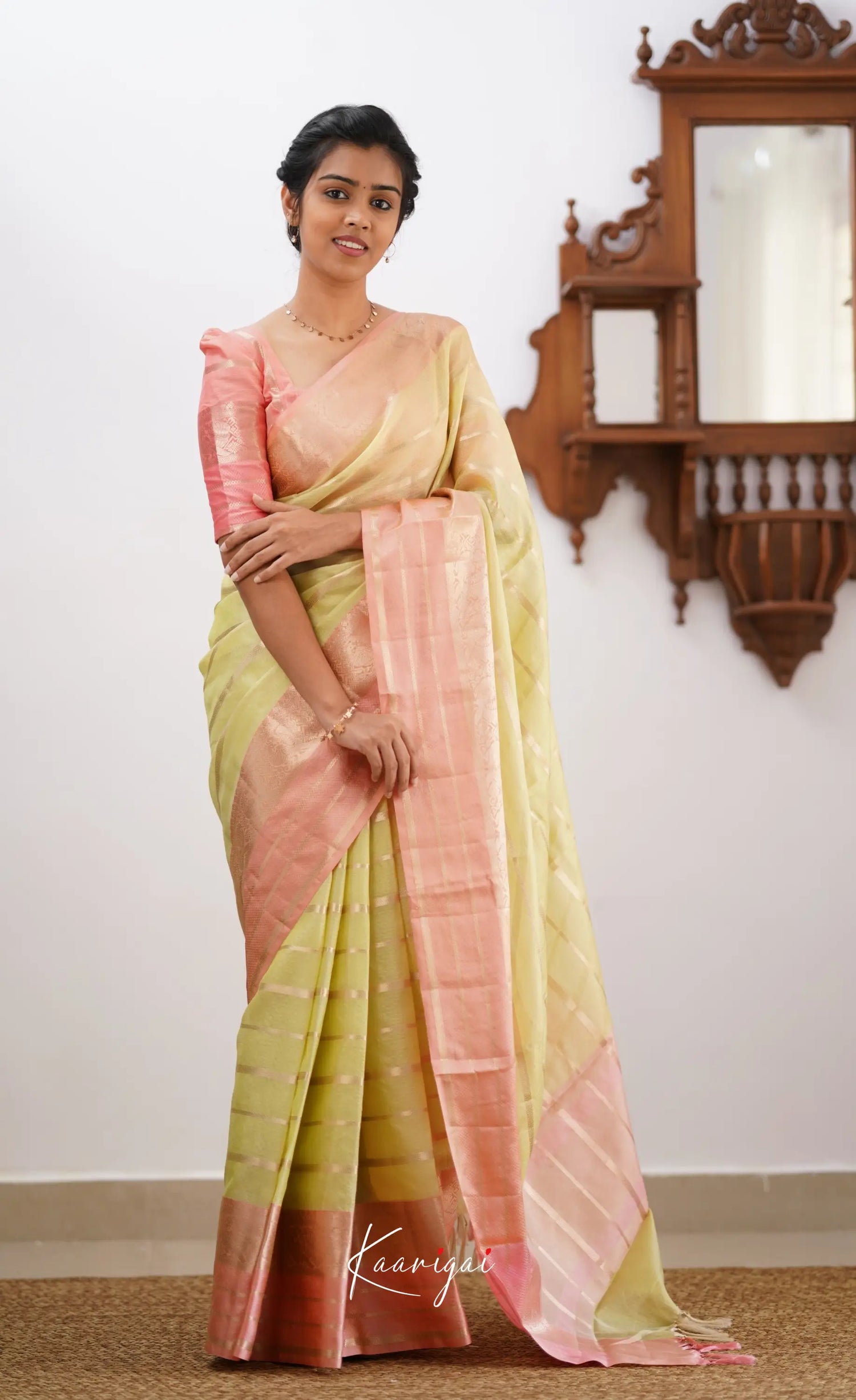 Vinathi- Pastel Yellow Organza Saree Sarees