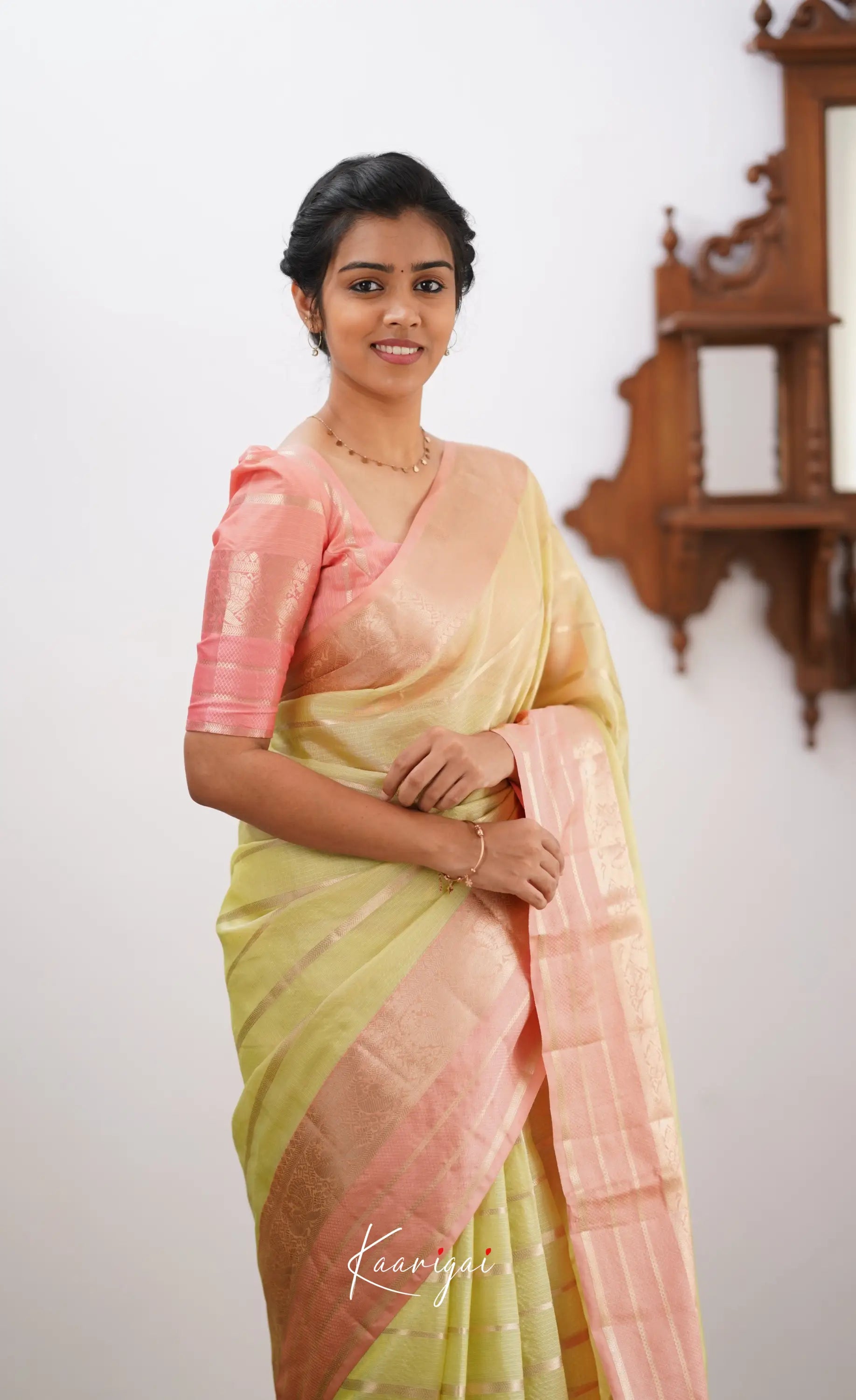 Vinathi- Pastel Yellow Organza Saree Sarees