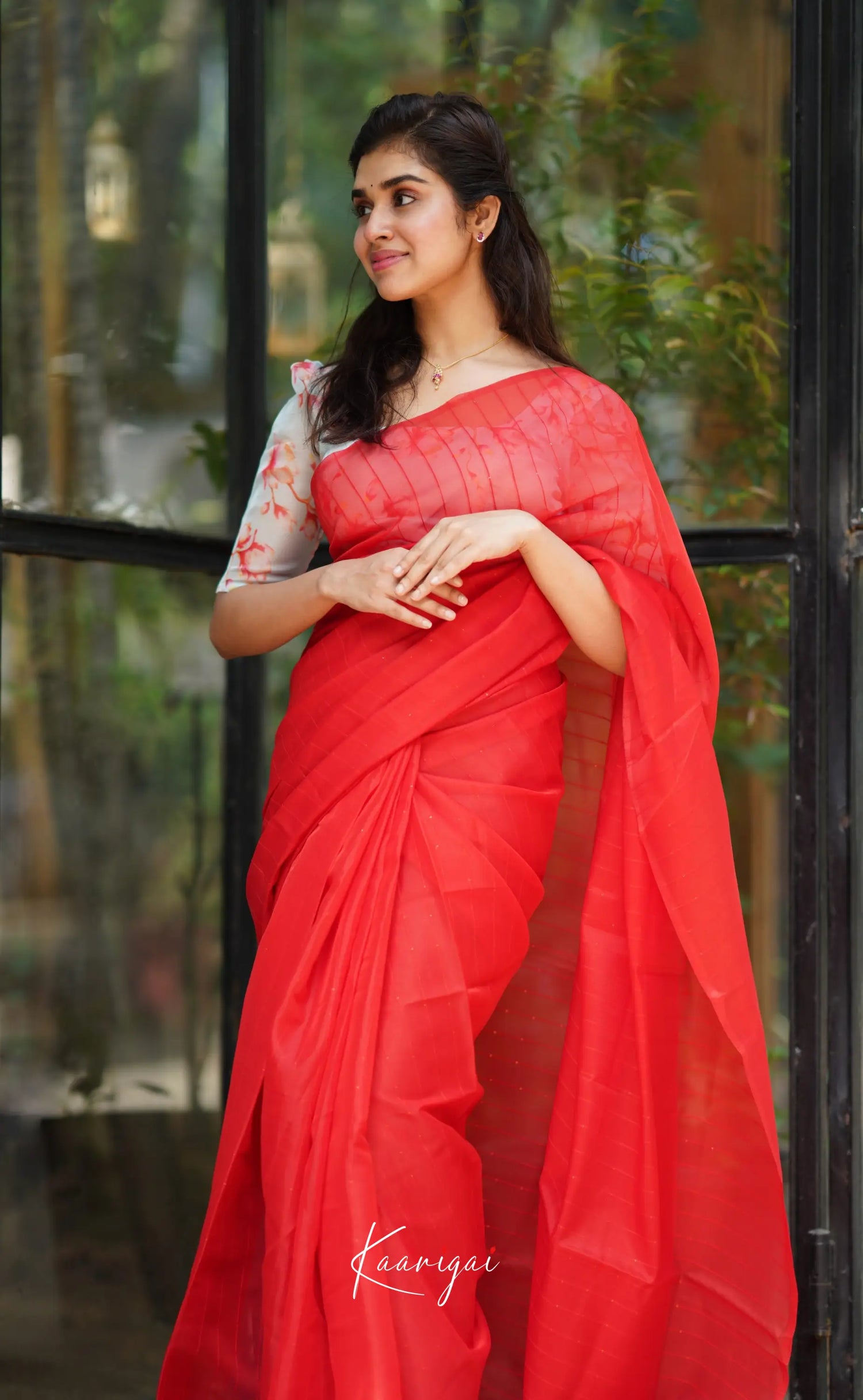 Vinathi - Red Shade Organza Saree Sarees